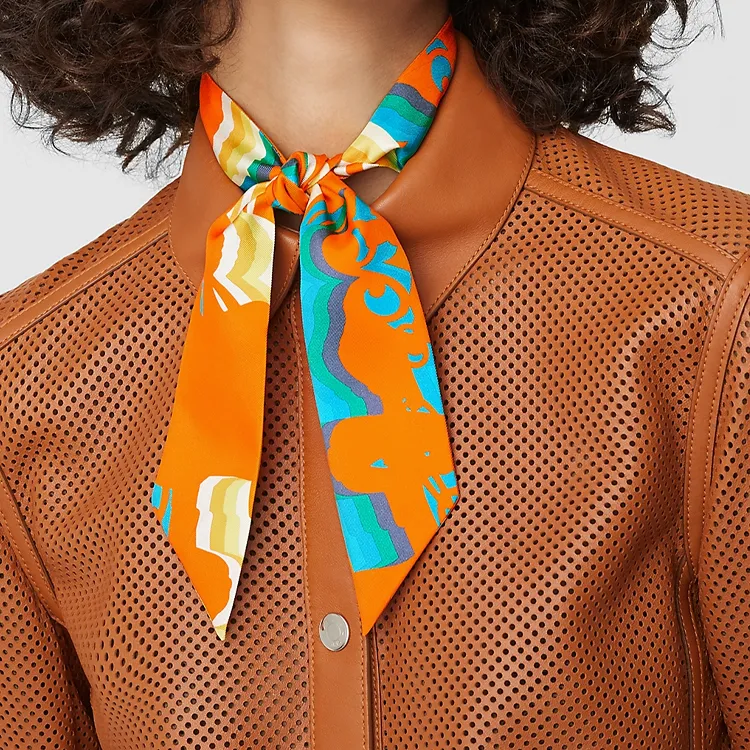 HERMES Silk Scarves Women's Light Orange-1