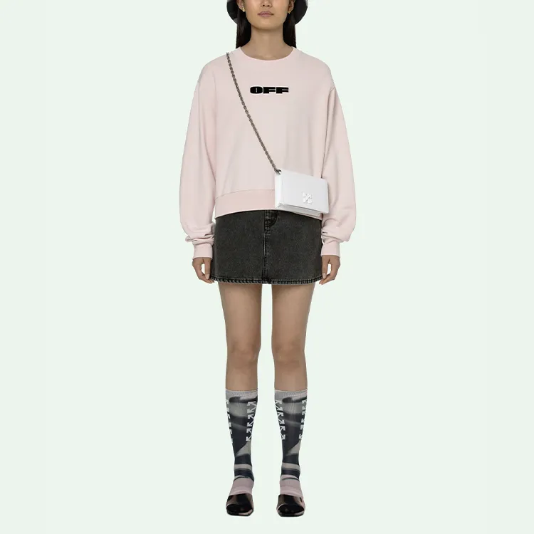 OFF WHITE Women's Flocked Logo Sweatshirt Baby Pink-1