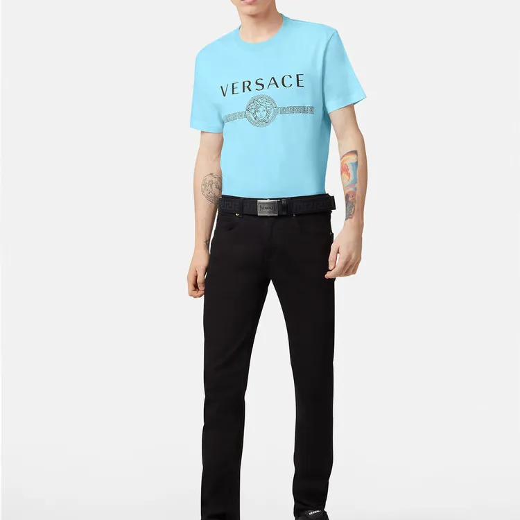 VERSACE T Shirts Men Sky Blue-5