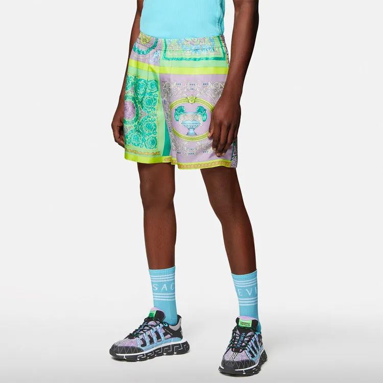 VERSACE Mixed Print Silk Shorts-3
