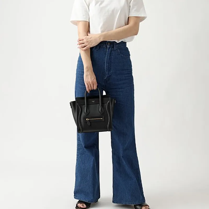 CELINE Cow Leather Smile Bag Portable Crossbody Bag Shoulder Bag Women's Black-4