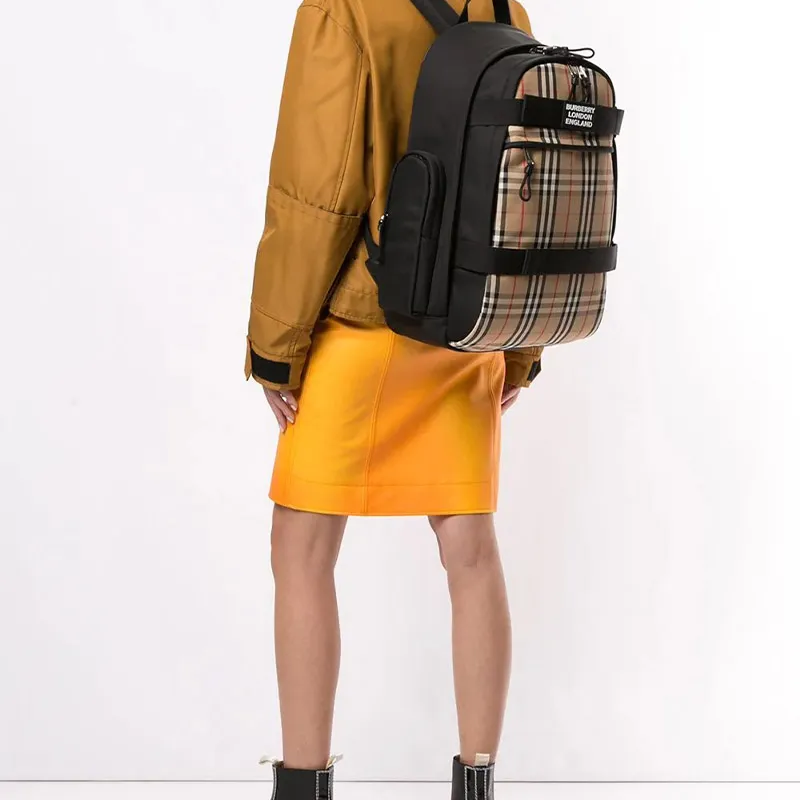 Burberry VINTAGE Fabric Backpack Large Size Men's Beige-6