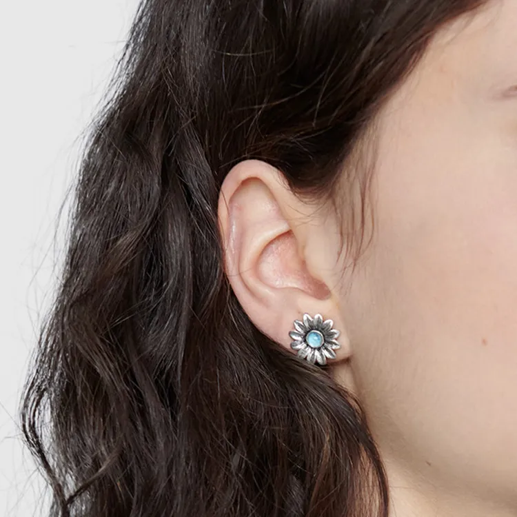GUCCI Sterling Silver Gg Marmont Flower Earrings-4