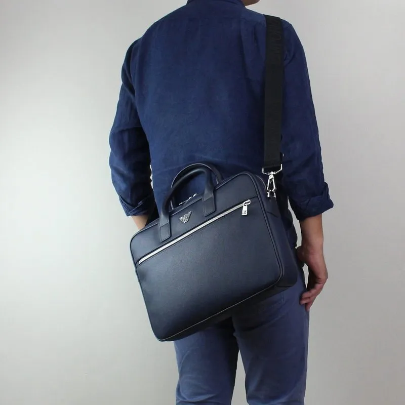 EMPORIO ARMANI Briefcase Portable Crossbody Bag Shoulder Bag Small Size Men's Marine Blue-6