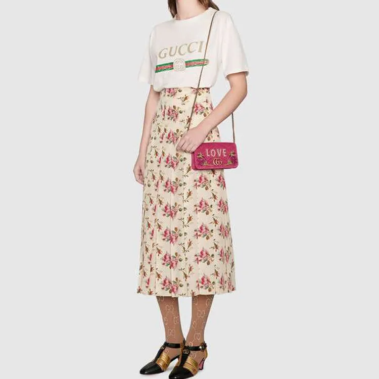 GUCCI Quilted Velvet Crossbody Bag Shoulder Bag Mini Women's Pink-5