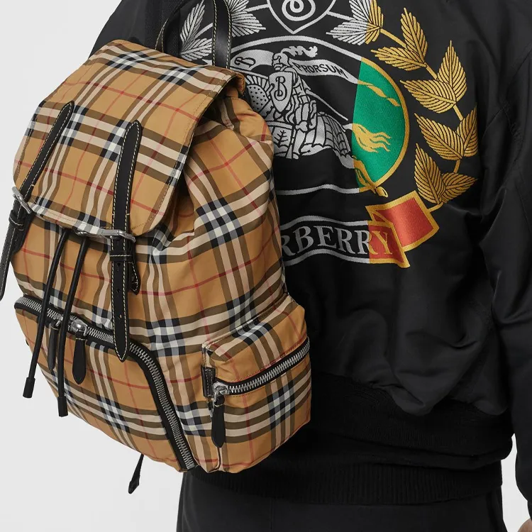 Burberry Cow Leather Backpack Tubas Unisex Beige-5
