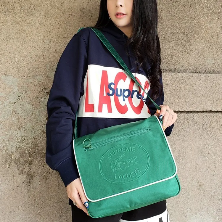 Supreme LACOSTE Collaboration FW19 Messenger Bag Crossbody Bag, Shoulder Bag Trumpets Unisex Green-3