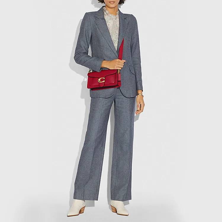 COACH Tabby Polished Pebbled Leather Shoulder Bag Portable Crossbody Bag Shoulder Bag Women's Red Apple Red-4