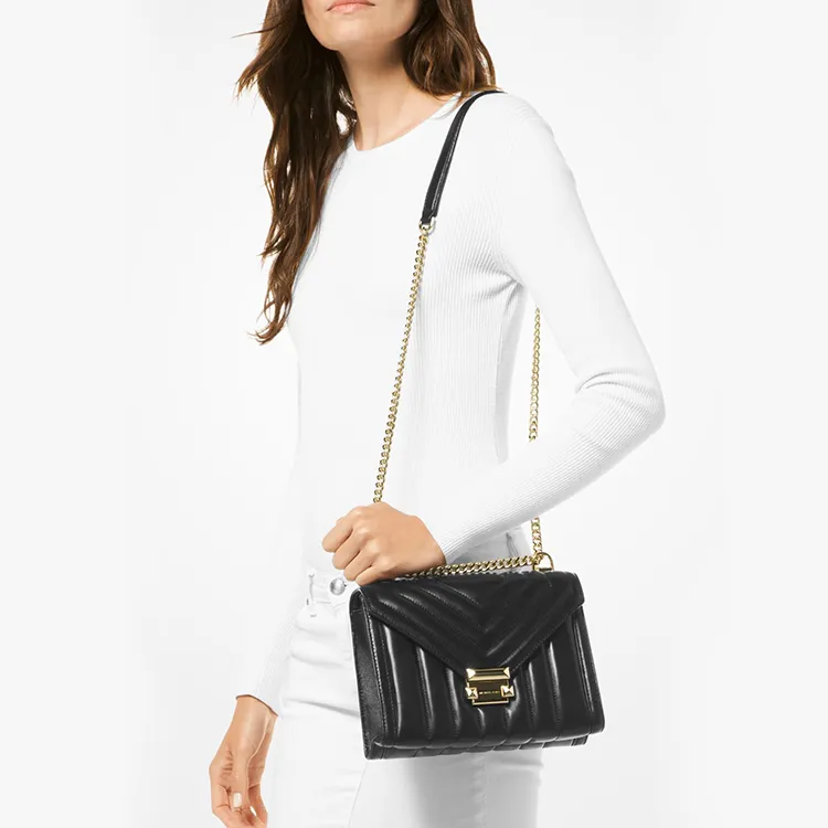 MICHAEL KORS Whitney Sheepskin Envelope Bag, Shoulder Bag, Crossbody Bag Tubas Women's Pure Black-4
