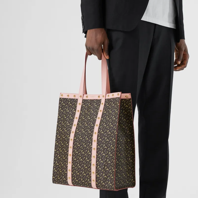 Burberry Burberry Bag Collection Canvas Tote Bag Shopping Bag Handbag Unisex Pink/TB Plaid-5