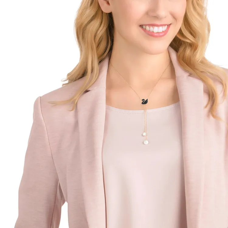 Swarovski Artificial Crystal Necklaces Women's Black-2