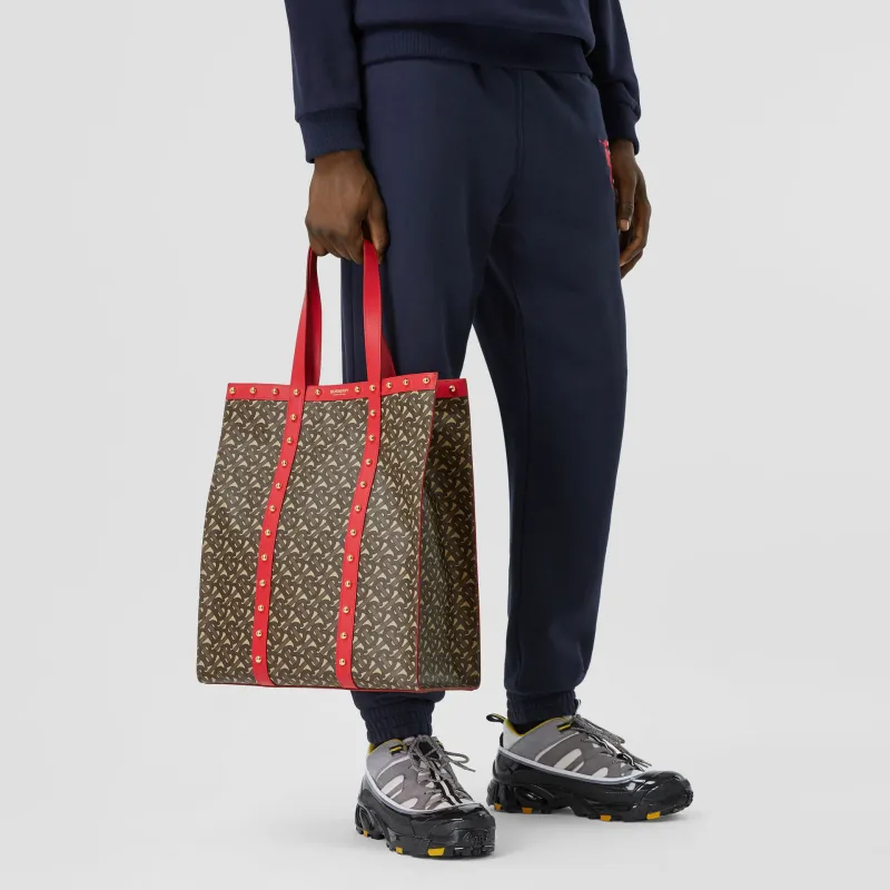 Burberry Canvas Tote Bag Shopping Bag Handbag Unisex Red-6