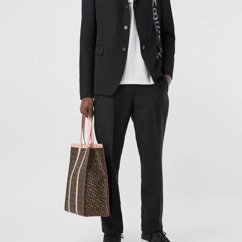 Burberry Burberry Bag Collection Canvas Tote Bag Shopping Bag Handbag Unisex Pink/TB Plaid-6