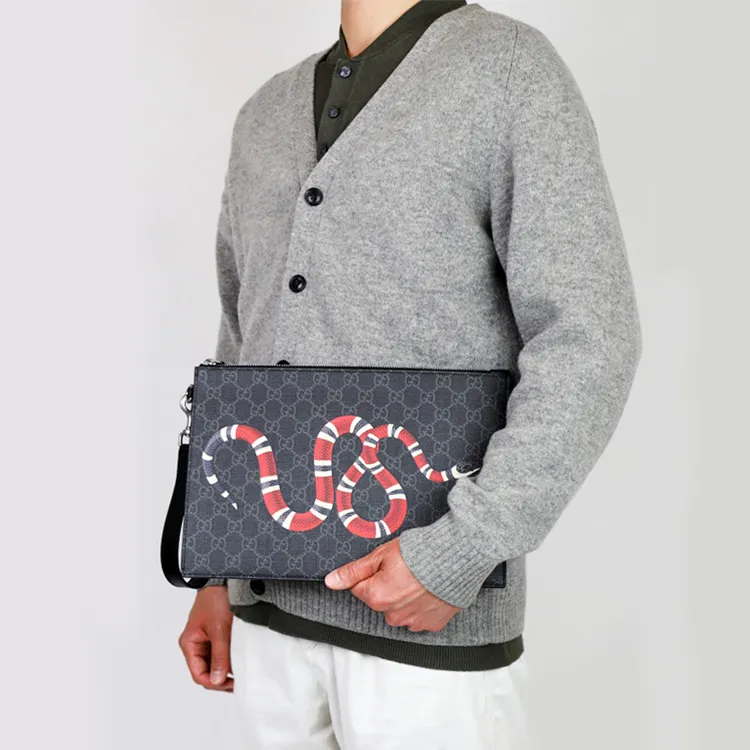 GUCCI Canvas Clutch Men's Black-8