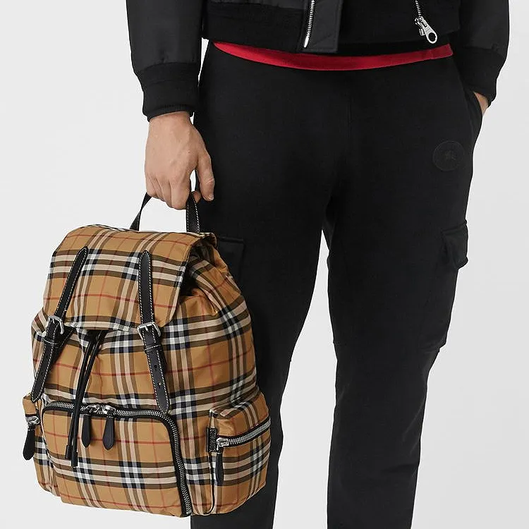 Burberry Cow Leather Backpack Tubas Unisex Beige-4