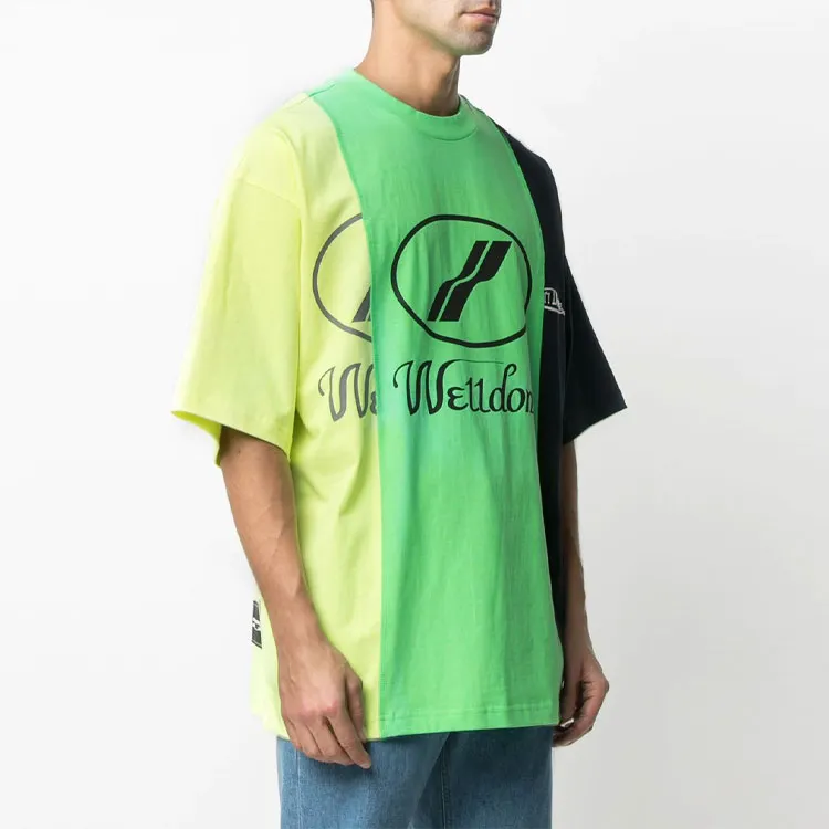 WE11DONE T Shirts Unisex Yellow Green Black-3
