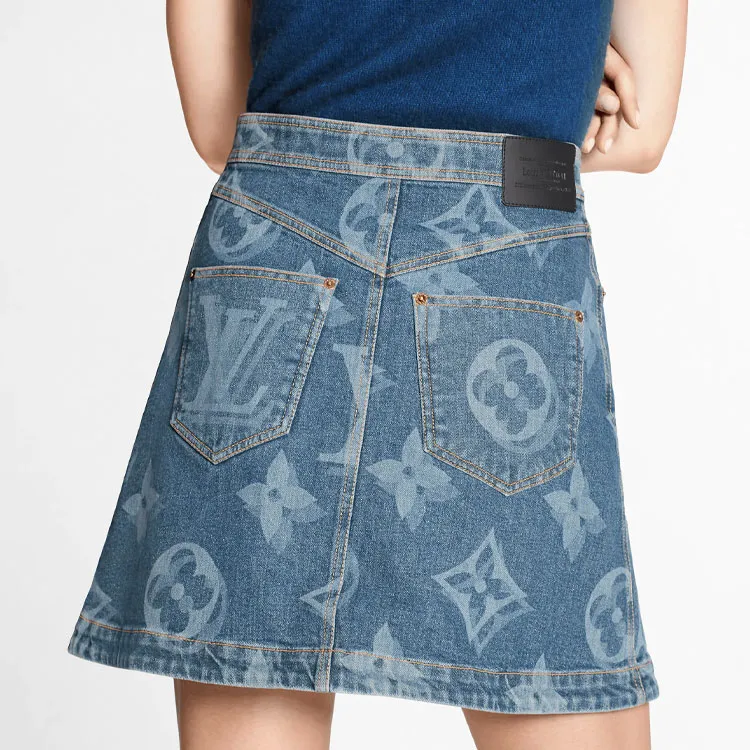 LOUIS VUITTON New Quarterly Products Of LV Denim Short Skirts Women's Blue-3