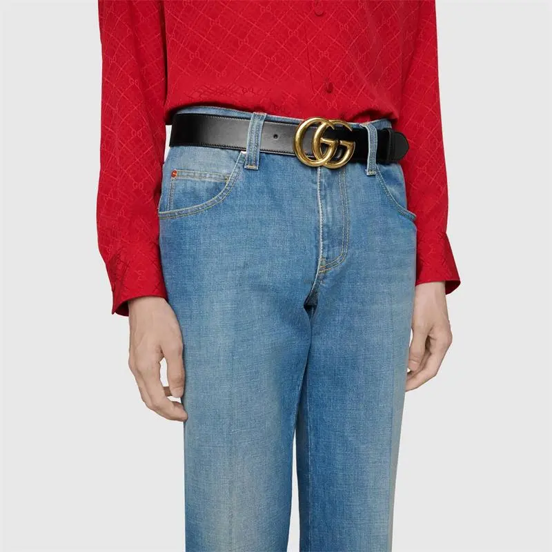 GUCCI Gg Marmont Belt Shiny Buckle 1.5 Width-3