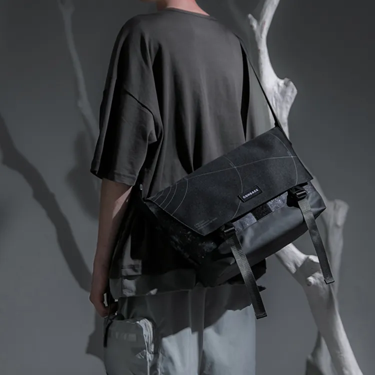 COMBACK VAST UNIVERSE Polyamide Messenger Bag, Shoulder Bag, Crossbody Bag Unisex Black/White/Gray-5