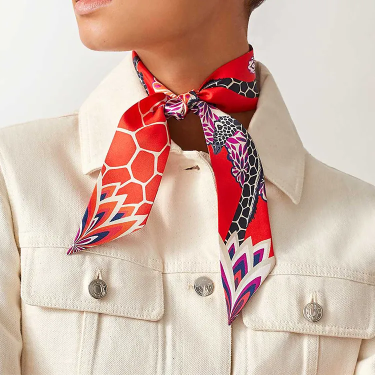 HERMES Silk Scarves Unisex Orange-1