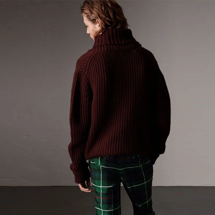 Burberry Cashmere Sweaters Men Burgundy-3