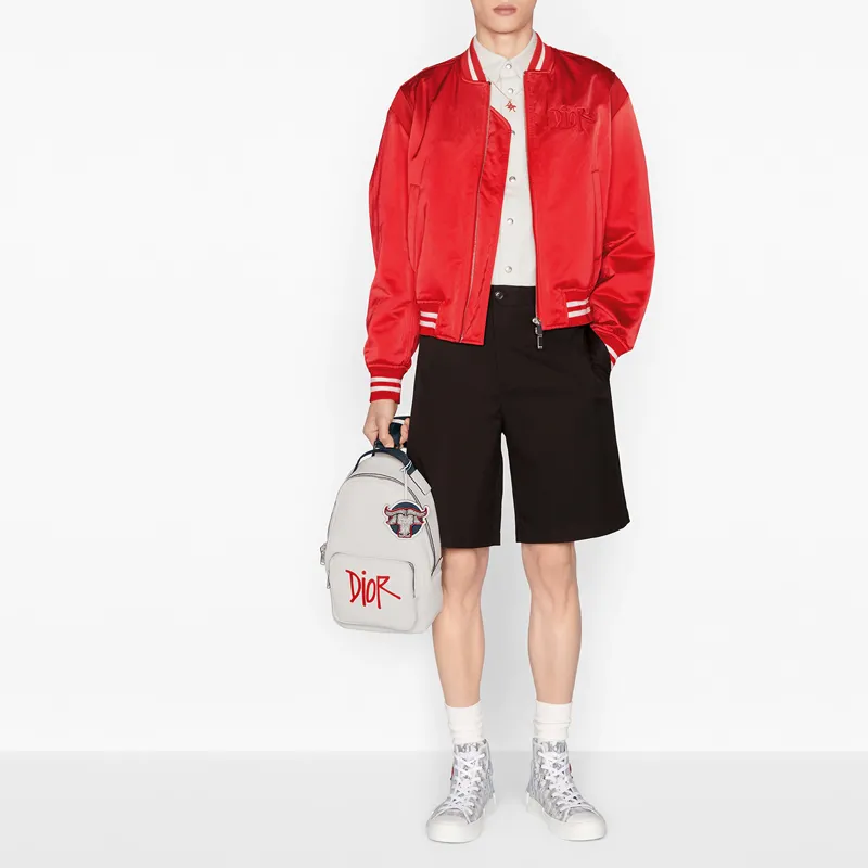 DIOR × SHAWN Collaboration Grained Calfskin Sling Bag Shoulder Bag Crossbody Bag Men's White-6