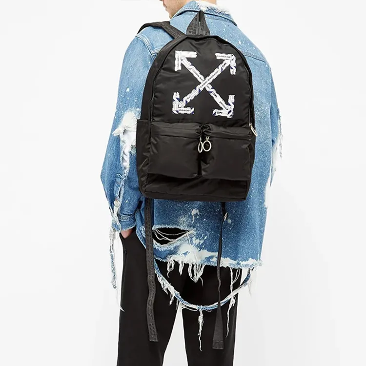 OFF WHITE Airport Tape Diagonal Arrows Backpack Black/Purple-4