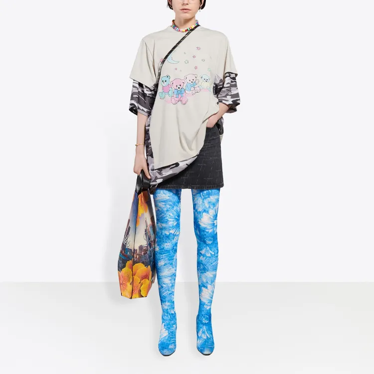 Balenciaga Love Bear Women'ss Oversized T Shirt Camo-2