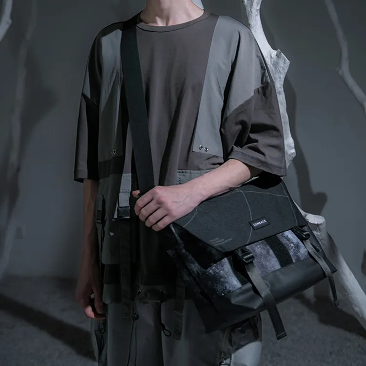 COMBACK VAST UNIVERSE Polyamide Messenger Bag, Shoulder Bag, Crossbody Bag Unisex Black/White/Gray-4