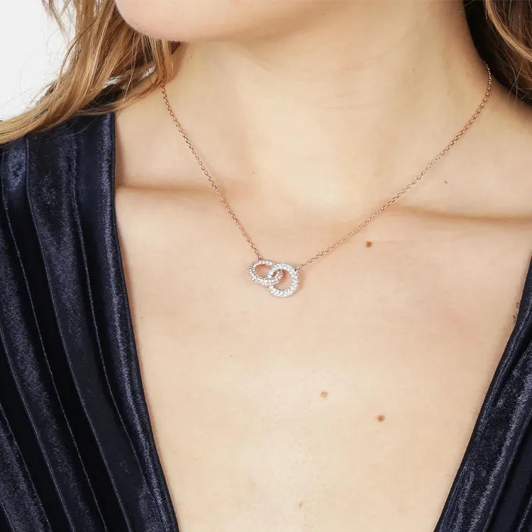 Swarovski Dextera Rose Gold Plated Necklaces Women's White/Rose Gold Tone Plated-3