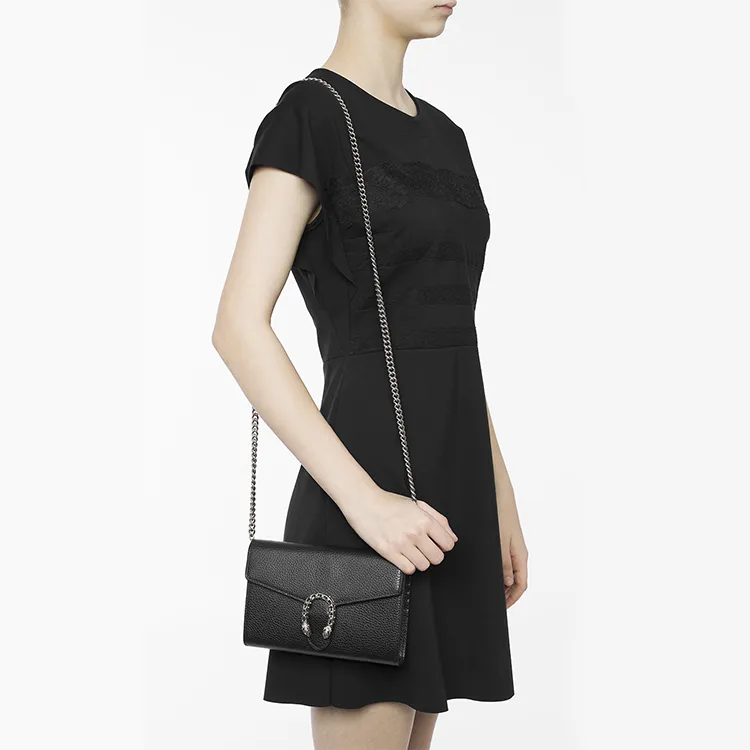 GUCCI Dionysus Leather Wallet Crossbody Bag Shoulder Bag Women's Black-9