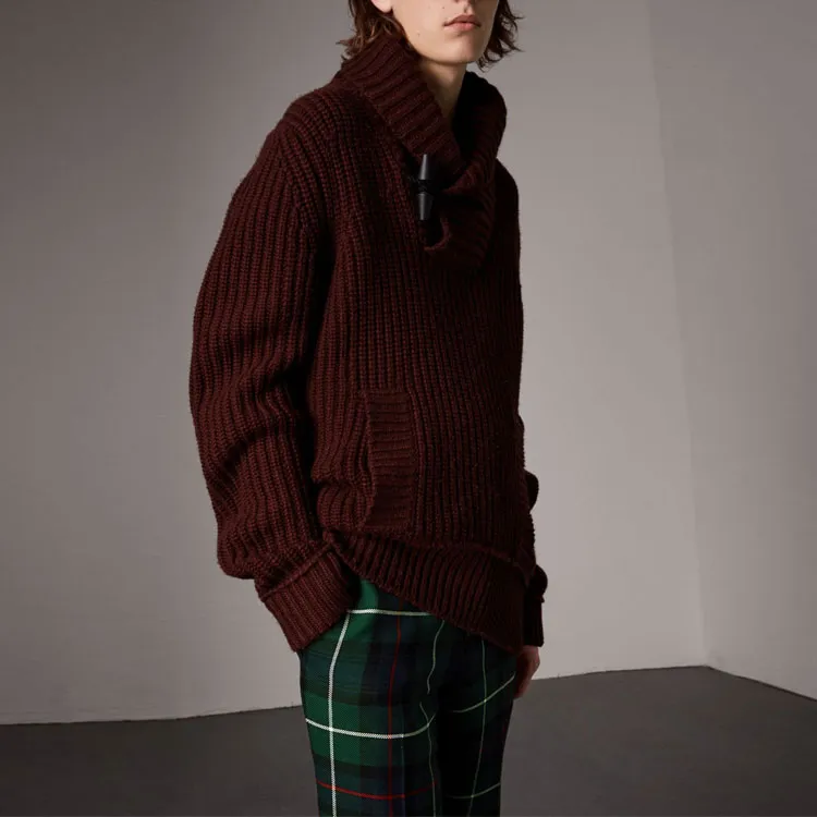 Burberry Cashmere Sweaters Men Burgundy-2