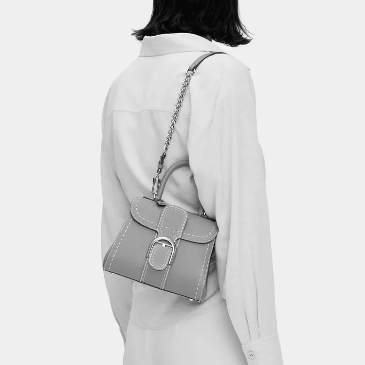 Delvau Brillant Calfskin Portable Crossbody Bag, Shoulder Bag Mini Women's Caramel Brown-4
