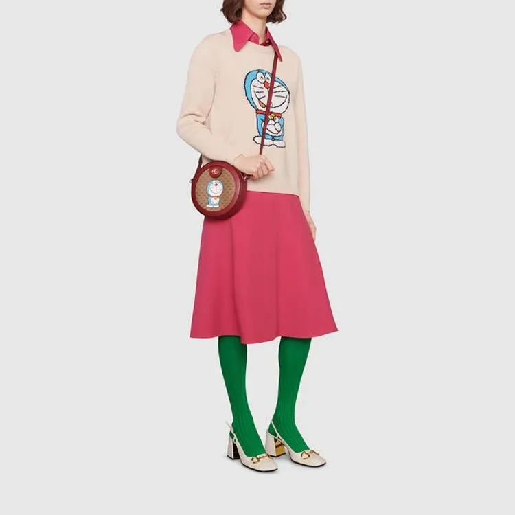 GUCCI Doraemon Collaboration Canvas With Leather Round Bag, Crossbody Bag, Shoulder Bag Women's-8