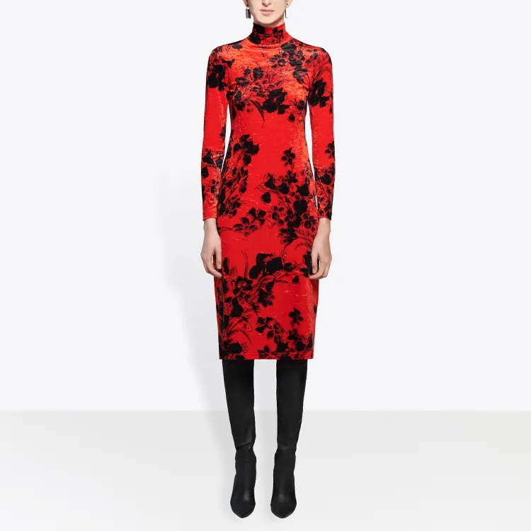 Balenciaga Long Sleeved Dresses Women's Red-2