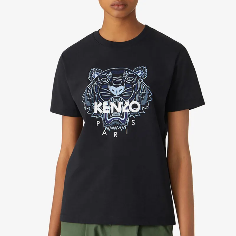 KENZO Classic Tiger Head T Shirts Women's Black-3