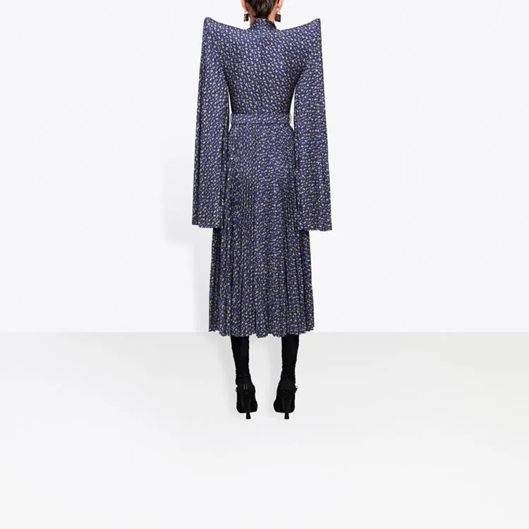 Balenciaga Long-Sleeved Dresses Women's Blue-3