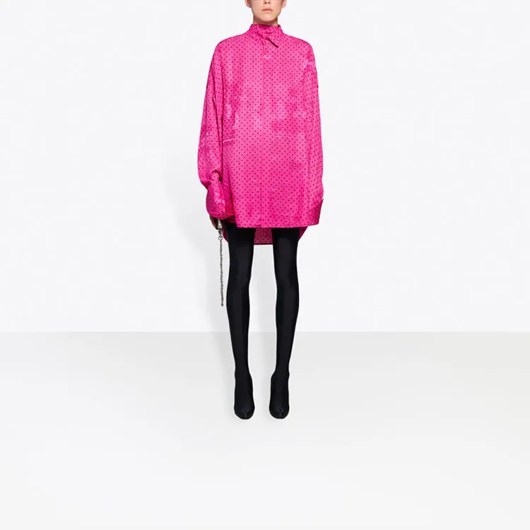 Balenciaga Fluid Scarf Tuxedo Shirt 'Pink/Black'-3