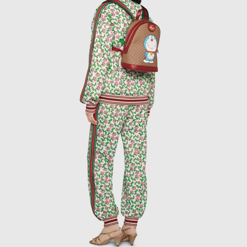 GUCCI Doraemon Collaboration Canvas With Leather Backpack Regular Unisex Ebony/Red-8
