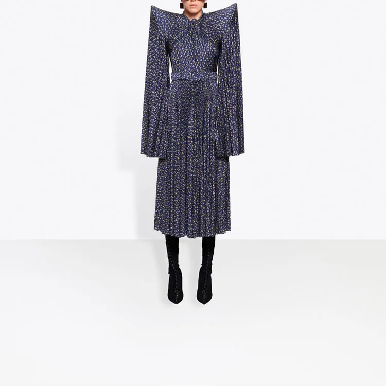Balenciaga Long-Sleeved Dresses Women's Blue-2