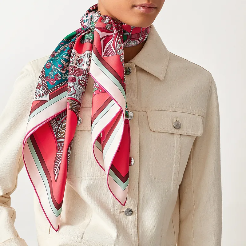 HERMES Silk Scarves Women's Pink-1
