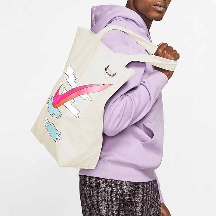 Nike Heritage Cotton Tote Bag Shopping Bag Shoulder Bags Unisex Beige-5