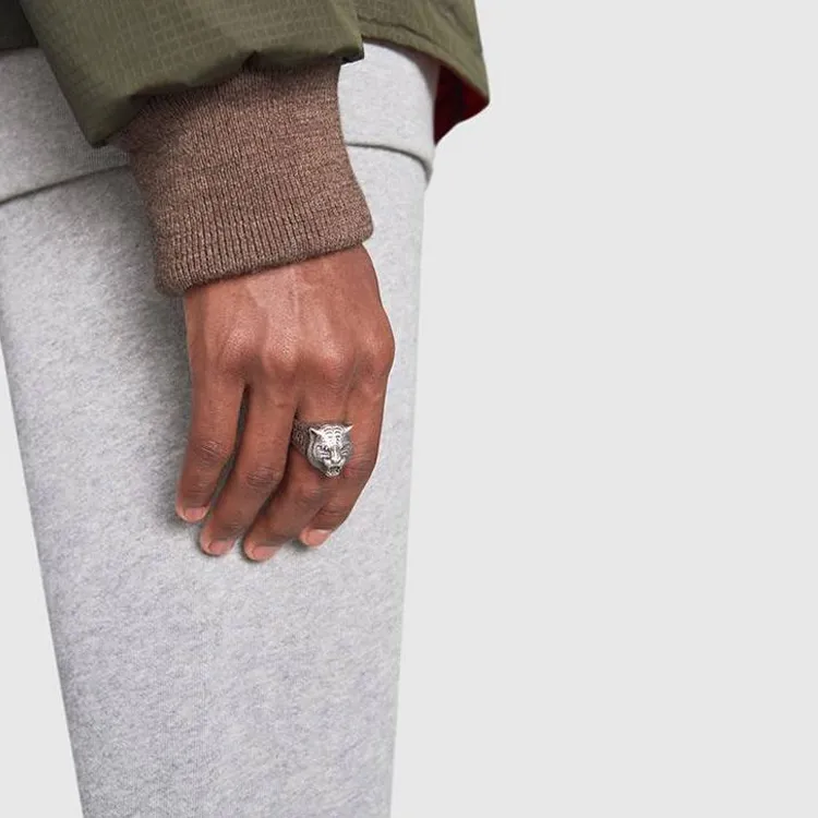 GUCCI 925 Sterling Silver Rings Men's-3