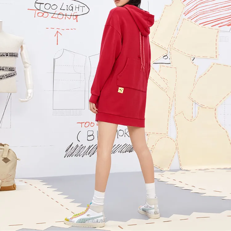 PUMA Long Sleeved Dresses Women's Red-3
