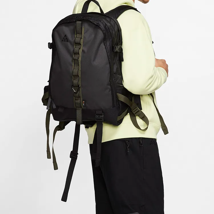 Nike Nylon Fabric Backpack Regular Unisex Black Gray Color-4