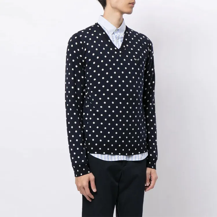 CDG Play Sweaters Men Dark Blue-2
