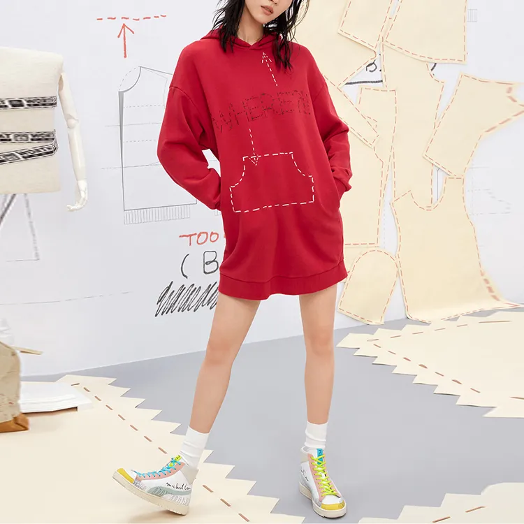 PUMA Long Sleeved Dresses Women's Red-4
