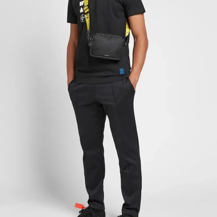 OFF WHITE Crossbody Nylon Leather Trim Black Yellow-3
