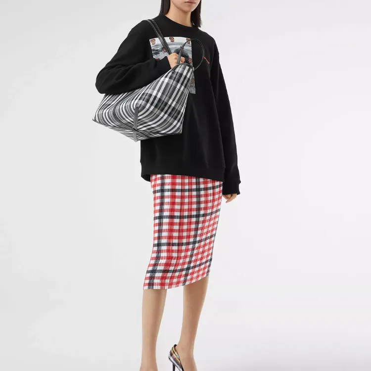 Burberry Nylon Tote Bag Shopping Bag Shoulder Bag Handbag Mini Women's Black-6