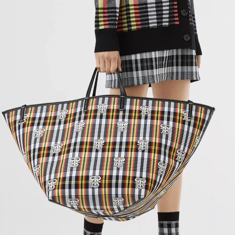 Burberry Polyamide Patchwork Leather Beach Bag Tote Bag Shopping Bag Shoulder Bag Handbag Extra Large Women's Black-5